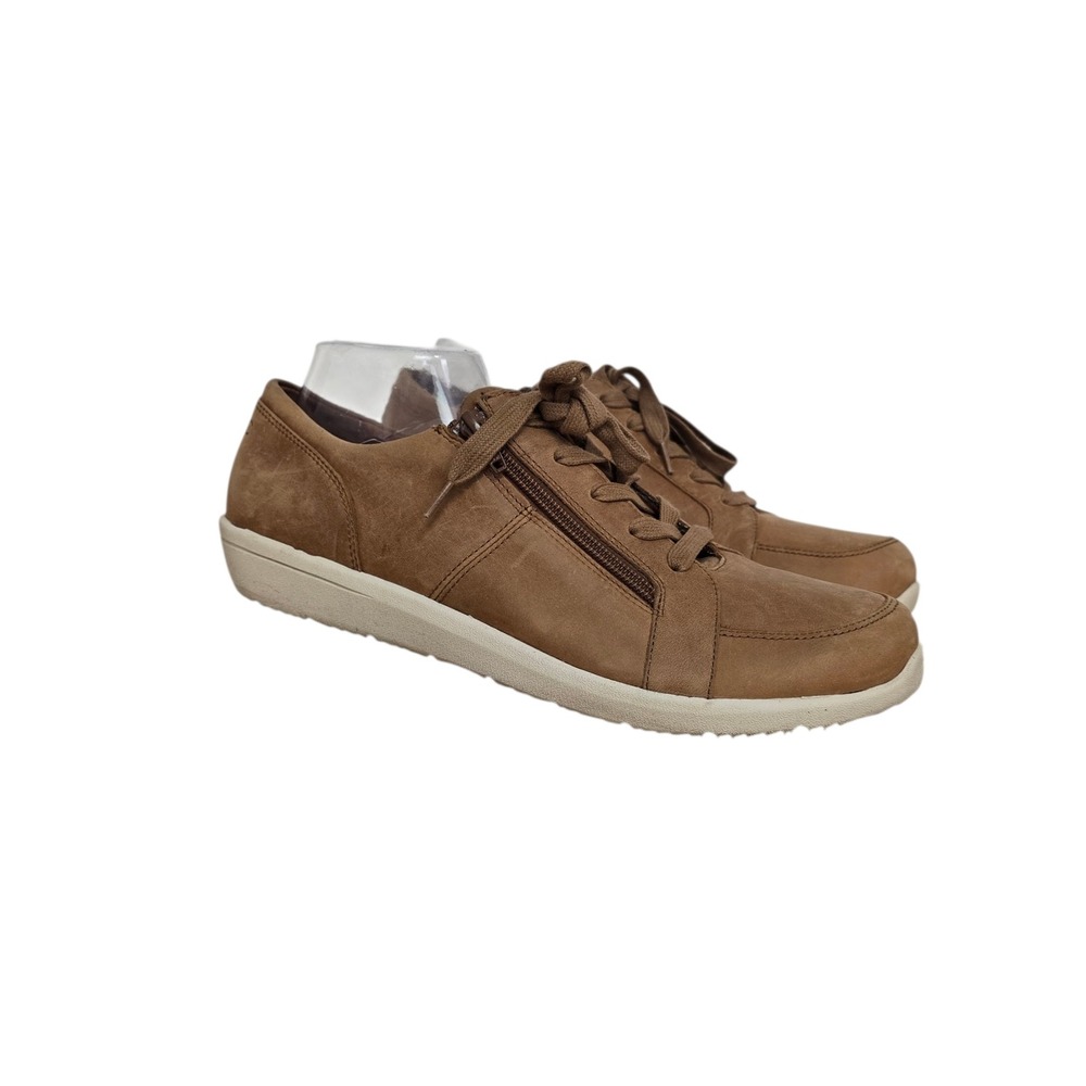 Vionic Abigail Tan Nubuck Leather Side Zip Walking‎ Sneakers Womens 11